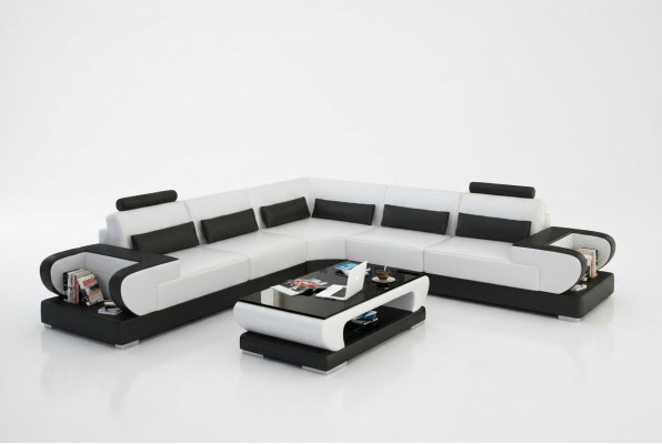 Canapé en cuir canapé Canapé paysager en cuir Suite d'angle Design Canapé moderne avec USB Canapé d'angle