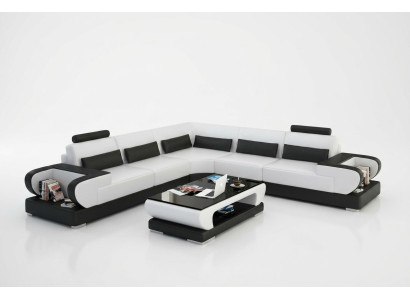 Canapé en cuir canapé Canapé paysager en cuir Suite d'angle Design Canapé moderne avec USB Canapé d'angle