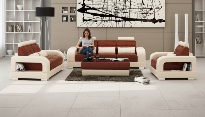 Canapé en cuir ensemble de canapé 3+2+1 place suite design canapé moderne avec USB