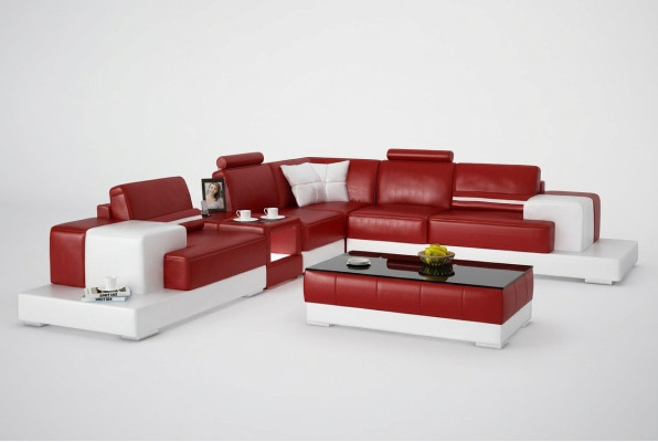 Canapé en cuir Canapé Canapé de vie paysage Coin canapé Eck Suite Design Moderne Canapé avec USB nouveau