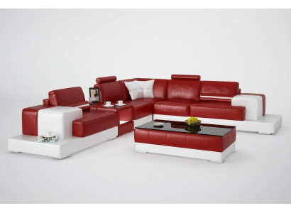 Canapé en cuir Canapé Canapé de vie paysage Coin canapé Eck Suite Design Moderne Canapé avec USB nouveau