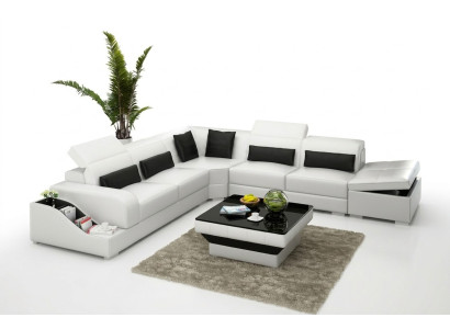 Canapé en cuir Canapé Canapé d'angle Canapé d'angle Design Moderne avec USB