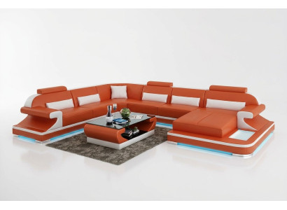 Canapé en cuir Canapé d'angle Canapé d'angle Design Moderne avec USB