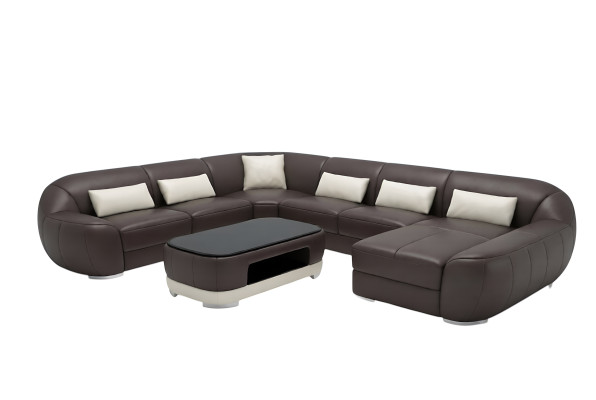 Canapé en cuir moderne Canapé d'angle Paysage vivant Assise Rembourrage Canapé Ensemble Fellen