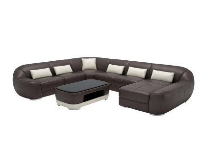 Canapé en cuir moderne Canapé d'angle Paysage vivant Assise Rembourrage Canapé Ensemble Fellen