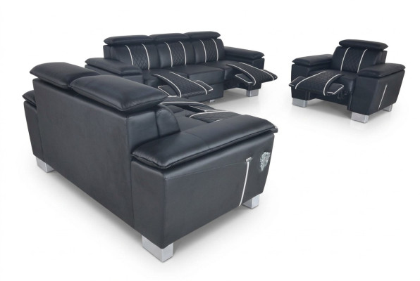 Ensemble de canapés en cuir Canapé design Canapé Rembourrage Ensemble complet 3+2+1 avec USB