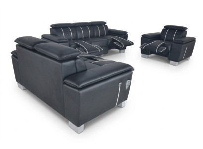 Ensemble de canapés en cuir Canapé design Canapé Rembourrage Ensemble complet 3+2+1 avec USB