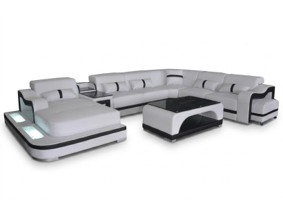 Canapé d'angle Suite d'angle Canapé d'angle Canapé Canapé Rembourrage Paysage vivant Table USB LED nouveau