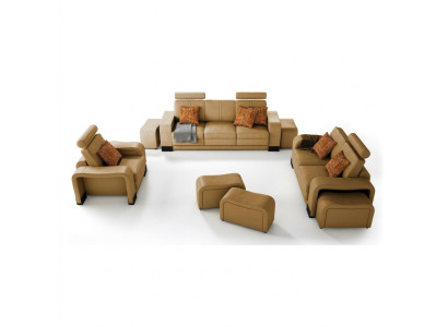 Ensemble de canapé Canapé USB Canapé en cuir Suite de sièges Paysage vivant 3+2+1 Places nouveau