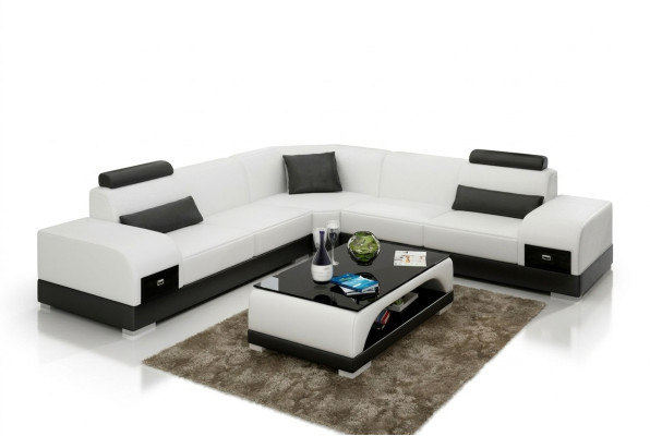 Canapé en cuir Canapé Séjour Canapé d'angle Suite d'angle Design Moderne Canapé USB nouveau