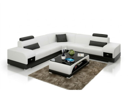 Canapé en cuir Canapé Séjour Canapé d'angle Suite d'angle Design Moderne Canapé USB nouveau