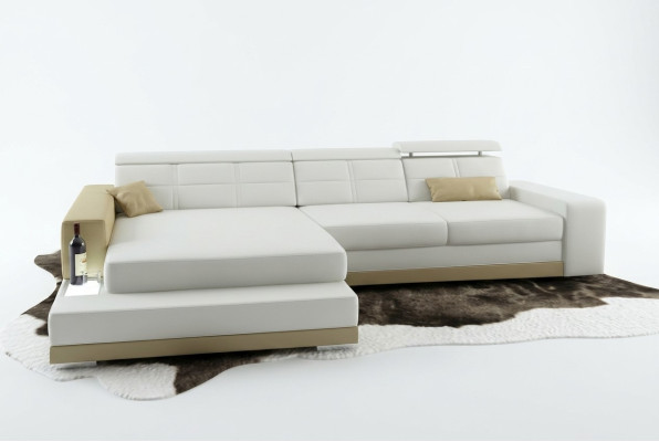 Canapé en cuir avec USB Salon paysage Canapé d'angle Suite d'angle Design Canapé moderne C4010B