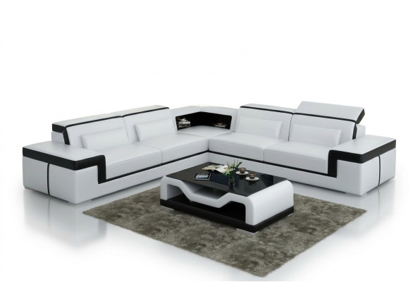 Canapé en cuir avec USB, canapé d'angle de paysage vivant, suite d'angle design moderne canapé G8020B