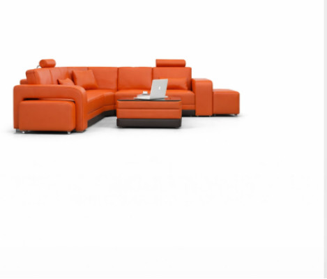 Canapé en cuir avec USB Canapé d'angle Salon en cuir Design Moderne F3017B