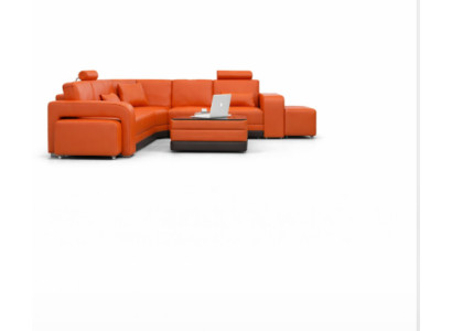 Canapé en cuir avec USB Canapé d'angle Salon en cuir Design Moderne F3017B