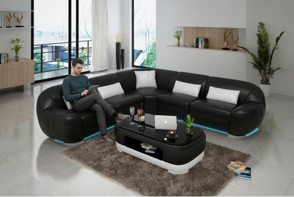 Canapé en cuir Canapé Canapé d'angle Suite d'angle Canapé moderne USB sur mesure