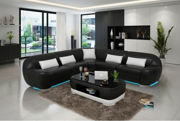 Canapé en cuir Canapé Canapé d'angle Suite d'angle Canapé moderne USB sur mesure