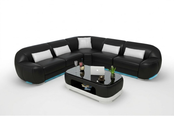 Canapé en cuir Canapé Canapé d'angle Suite d'angle Canapé moderne USB sur mesure