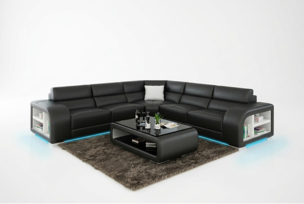 Canapé en cuir Canapé Paysage vivant Canapé d'angle Suite d'angle Canapé design USB sur mesure