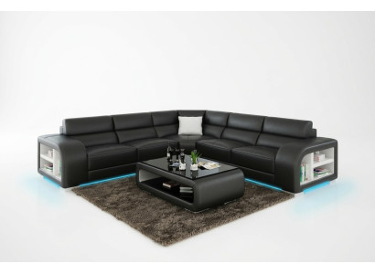 Canapé en cuir Canapé Paysage vivant Canapé d'angle Suite d'angle Canapé design USB sur mesure