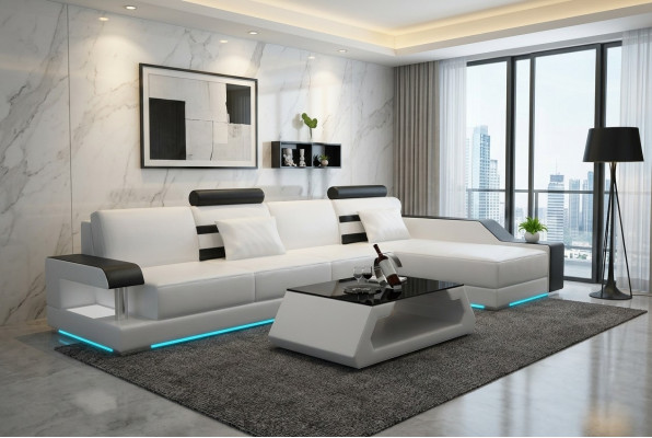 Canapé en cuir fait sur mesure Canapé Living paysage Canapé d'angle Suite Canapé design USB nouveau