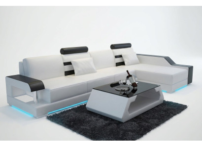 Canapé en cuir fait sur mesure Canapé Living paysage Canapé d'angle Suite Canapé design USB nouveau