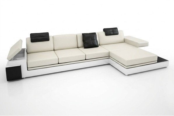 Canapé d'angle avec USB Canapé Sofa Paysage vivant Siège d'angle Suite en cuir Textile PHM88