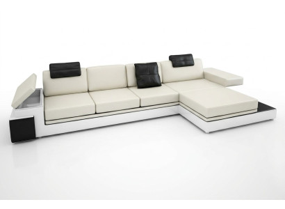 Canapé d'angle avec USB Canapé Sofa Paysage vivant Siège d'angle Suite en cuir Textile PHM88