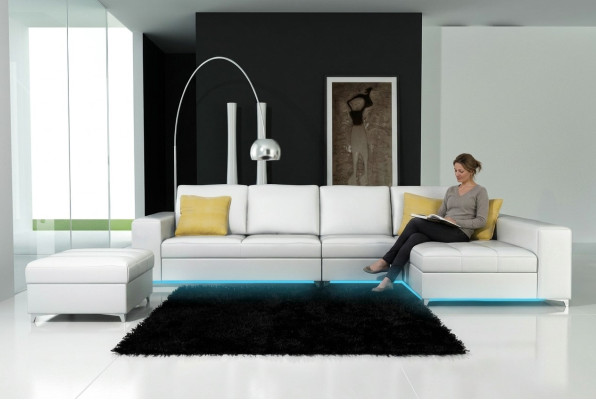 Canapé en cuir canapé canapé USB vivant canapé d'angle suite design moderne nouveau K5005