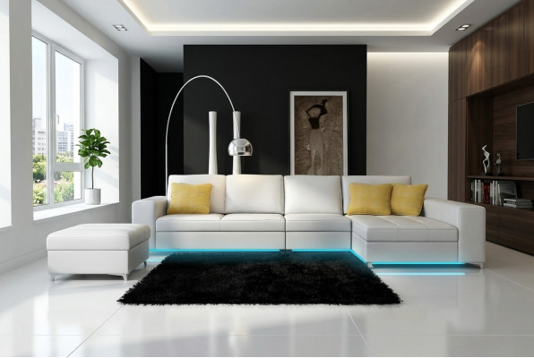 Canapé en cuir canapé canapé USB vivant canapé d'angle suite design moderne nouveau K5005