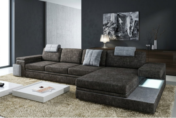 Canapé en cuir design avec habillage USB salon paysage de vie coin suite textile Tachau