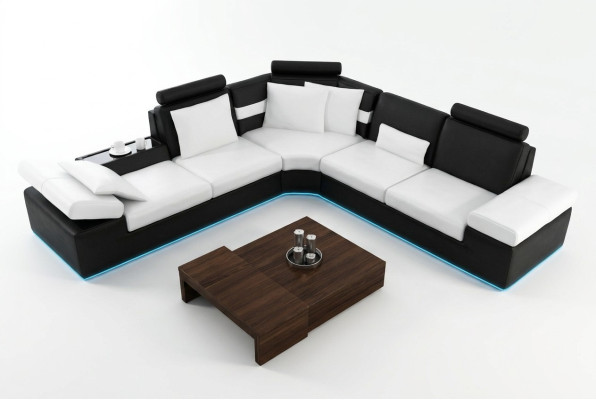Canapé de salon en cuir moderne ensemble de sièges multifonction USB