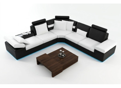 Canapé de salon en cuir moderne ensemble de sièges multifonction USB
