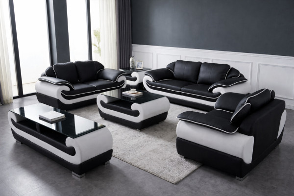 Ensemble de canapé 5 pièces. Armoire TV Table de canapé 321 Suite de siège moderne Fauteuil Canapé + USB
