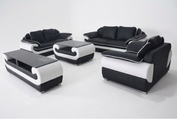 Ensemble de canapé 5 pièces. Armoire TV Table de canapé 321 Suite de siège moderne Fauteuil Canapé + USB