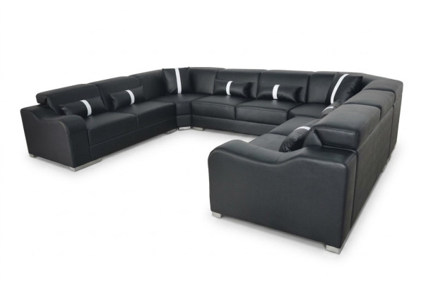 Canapé en cuir USB Canapé Angle Moderne Salon Paysage U-forme Design