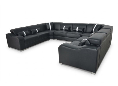 Canapé en cuir USB Canapé Angle Moderne Salon Paysage U-forme Design