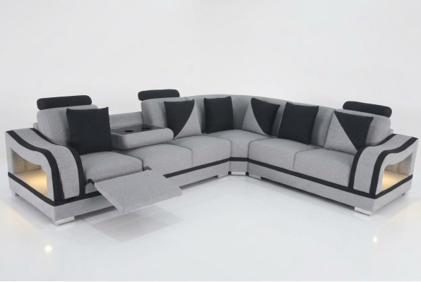 Canapé d'angle en tissu moderne Canapé d'angle Rembourrage Salon Canapé d'angle en forme de L Paysage de vie USB