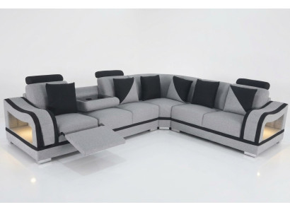 Canapé d'angle en tissu moderne Canapé d'angle Rembourrage Salon Canapé d'angle en forme de L Paysage de vie USB
