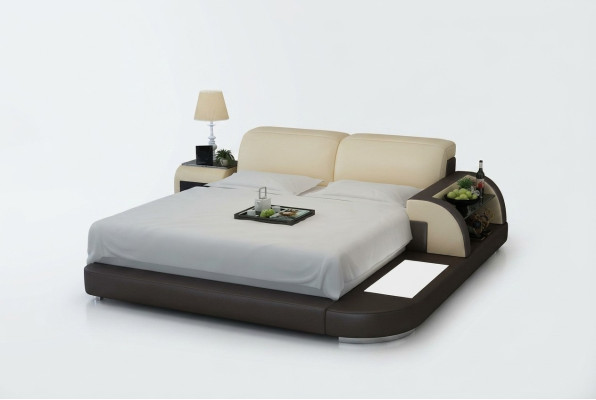 Lit double lit à eau Hôtel Lits Lit en cuir complet, lit rembourré à eau + USB