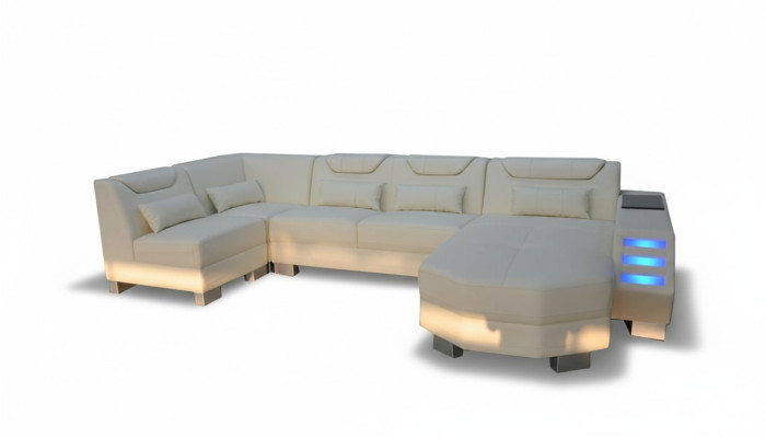 Canapé design avec USB Coin Canapé d'angle en cuir Rembourrage en cuir Salle de siège Rembourrage nouveau