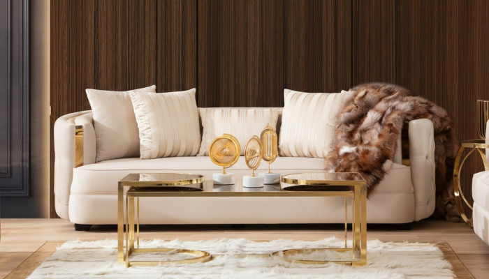 Canapé 3 places Meubles Tissu Canapés Trois places Design de luxe Salon Style moderne