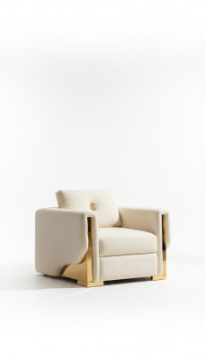Conception Fauteuil Monoplace Textile Salon Lounge Métal Luxe Conception Canapé Meubles