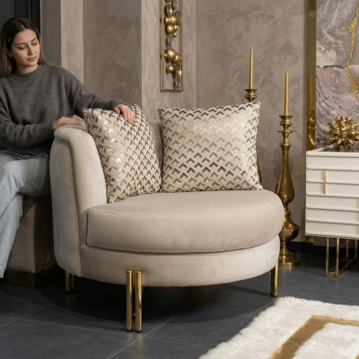 Chaise Fauteuil Siège Design Salon Rembourrage Bois Rembourrage Moderne Luxe Beige