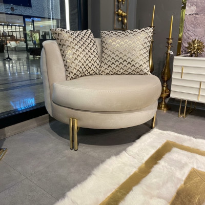 Chaise Fauteuil Siège Design Salon Rembourrage Bois Rembourrage Moderne Luxe Beige