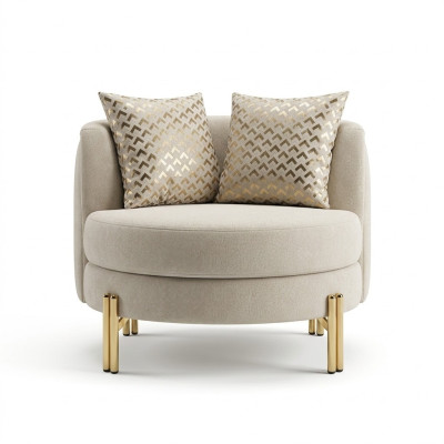 Chaise Fauteuil Siège Design Salon Rembourrage Bois Rembourrage Moderne Luxe Beige
