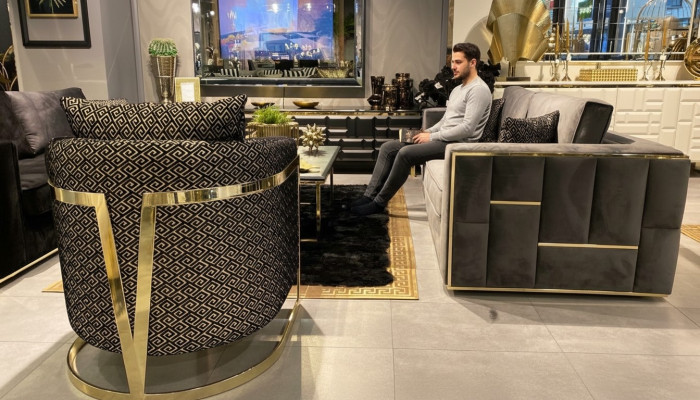 Fauteuil design luxe Classique Moderne à dossier en textile 1 place Canapé d'ameublement une place
