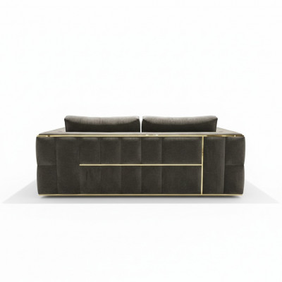 Canapé design trois places en tissu pour meubles rembourrés modernes Velours en métal