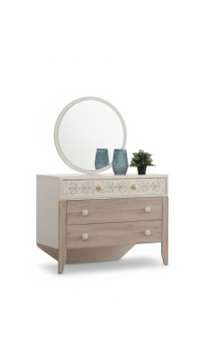 Ensemble de commode avec miroir, coiffeuse, console en bois moderne pour chambre à coucher.