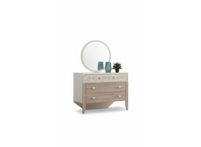 Ensemble de commode avec miroir, coiffeuse, console en bois moderne pour chambre à coucher.